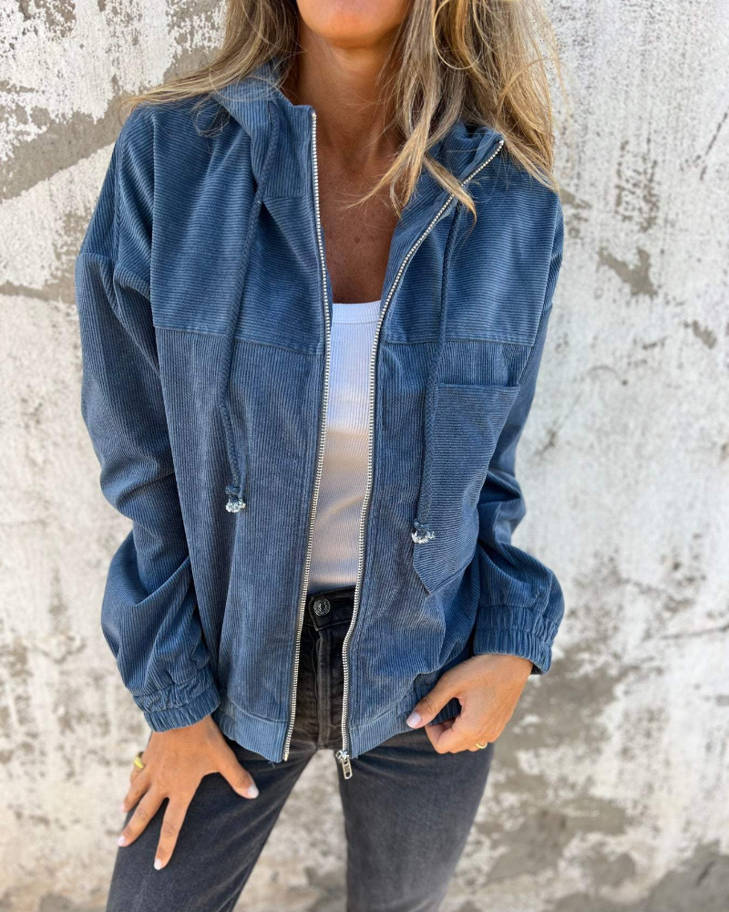 Danna - Veste en velours côtelé à capuche avec zip