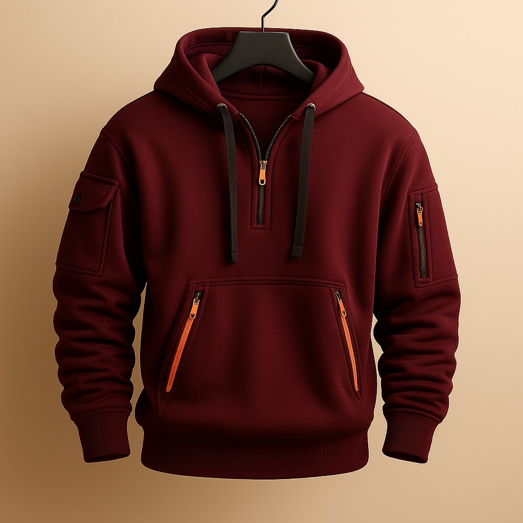 LOUIS & MARGOT | SWEAT À CAPUCHE EN MOLLETON À DEMI-ZIP POUR HOMME