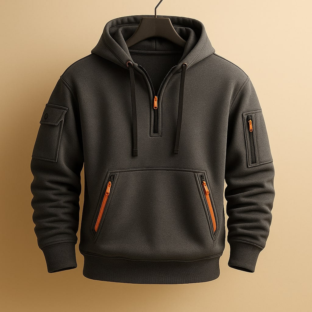 LOUIS & MARGOT | SWEAT À CAPUCHE EN MOLLETON À DEMI-ZIP POUR HOMME