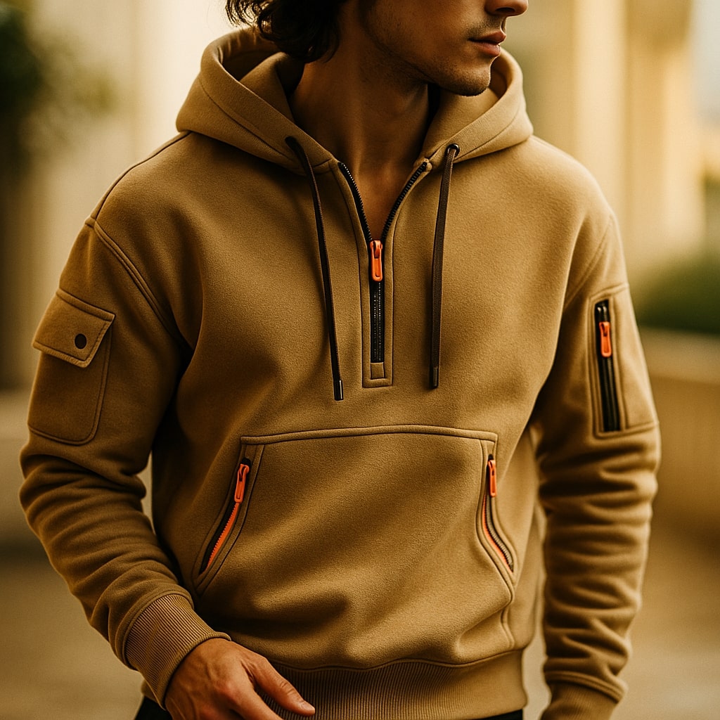 LOUIS & MARGOT | SWEAT À CAPUCHE EN MOLLETON À DEMI-ZIP POUR HOMME