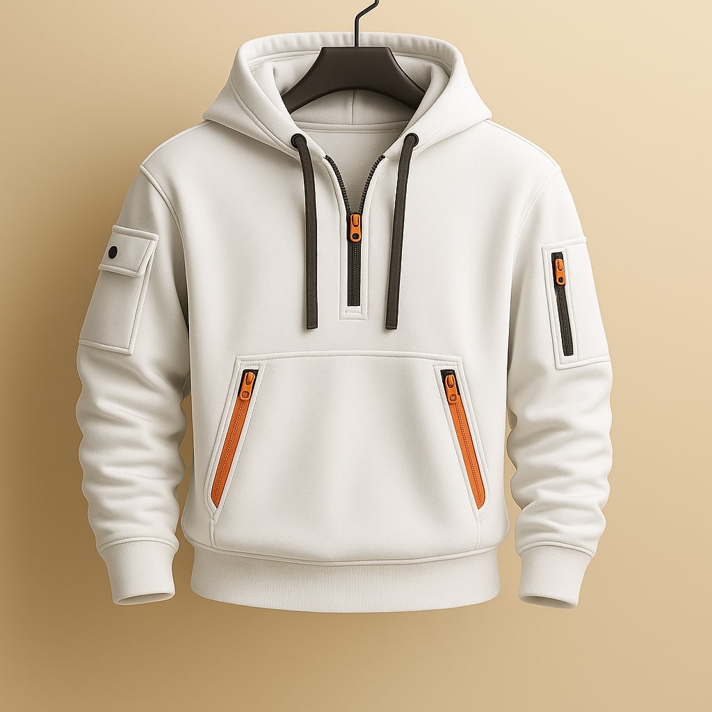 LOUIS & MARGOT | SWEAT À CAPUCHE EN MOLLETON À DEMI-ZIP POUR HOMME