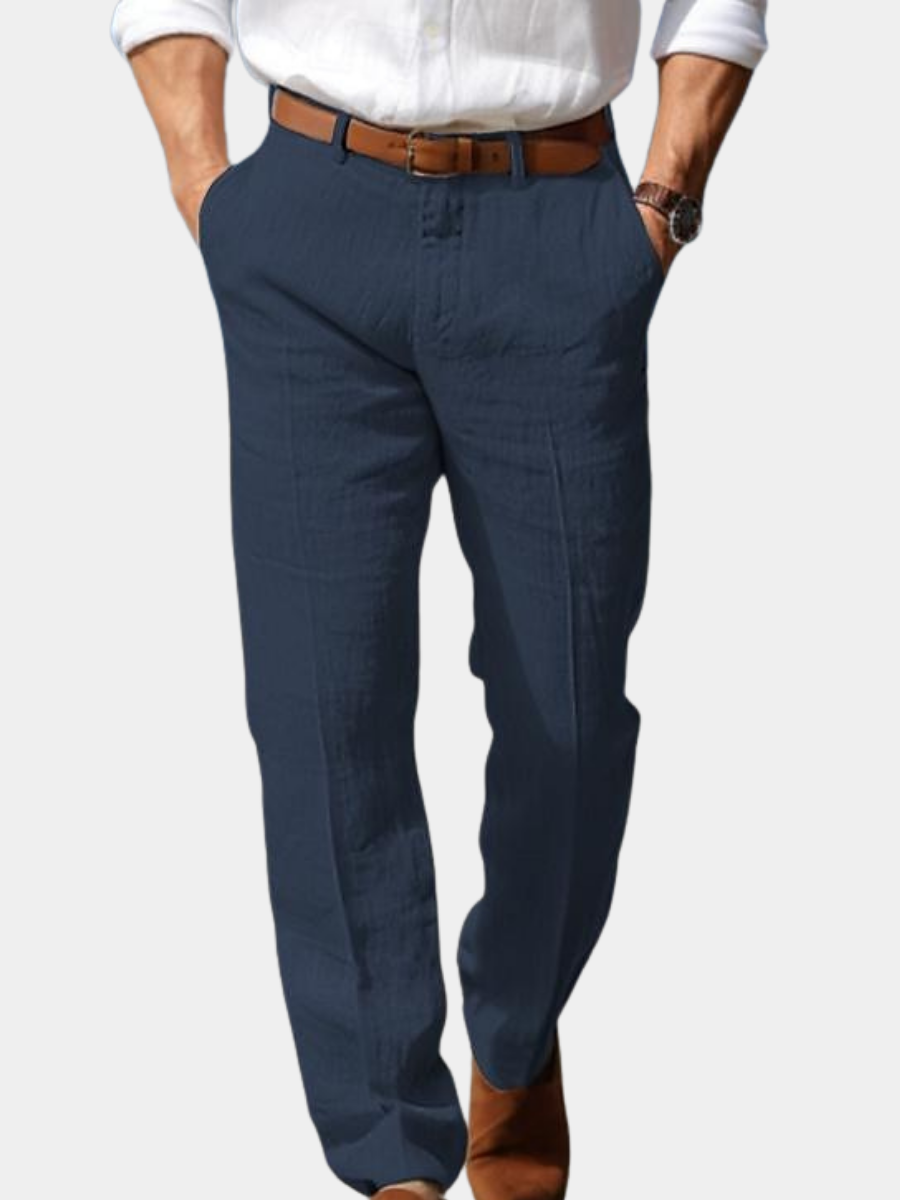 PANTALON HOMME LUXE EN LIN PREMIUM (AVEC PASSANTS POUR CEINTURE)