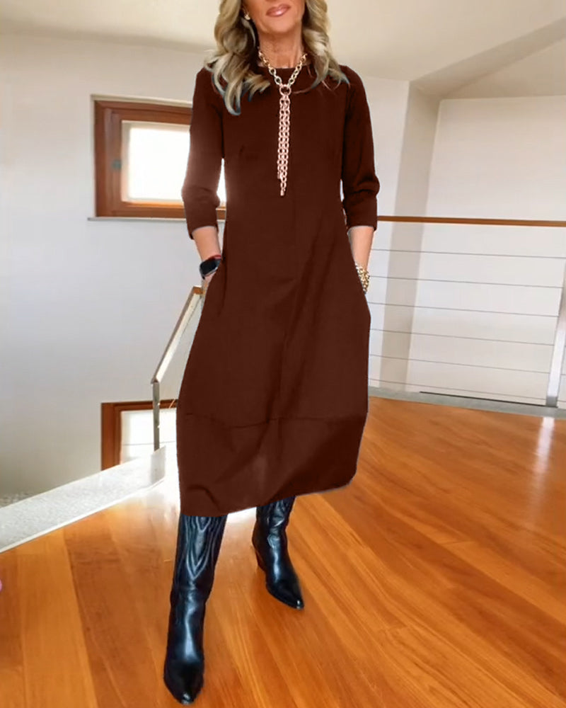 Élodie™ | Robe Élégante Unicolore