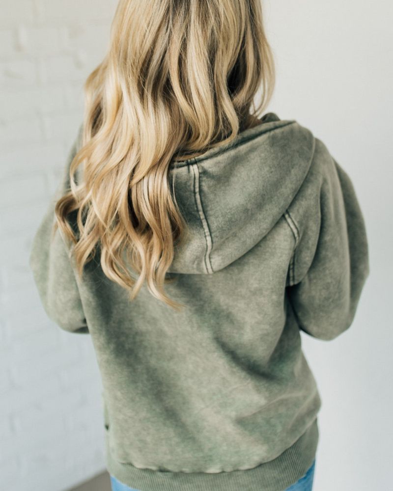 Clare - Sweat à Capuche en Fleece Lavé à l'Acide