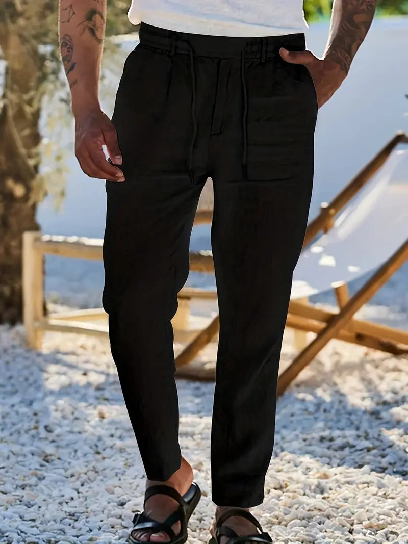 NICHOLS | PANTALONS LARGES EN LIN AVEC CORDON