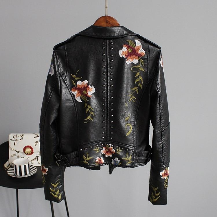Jayzie | Veste en Cuir Brodée et Élégante
