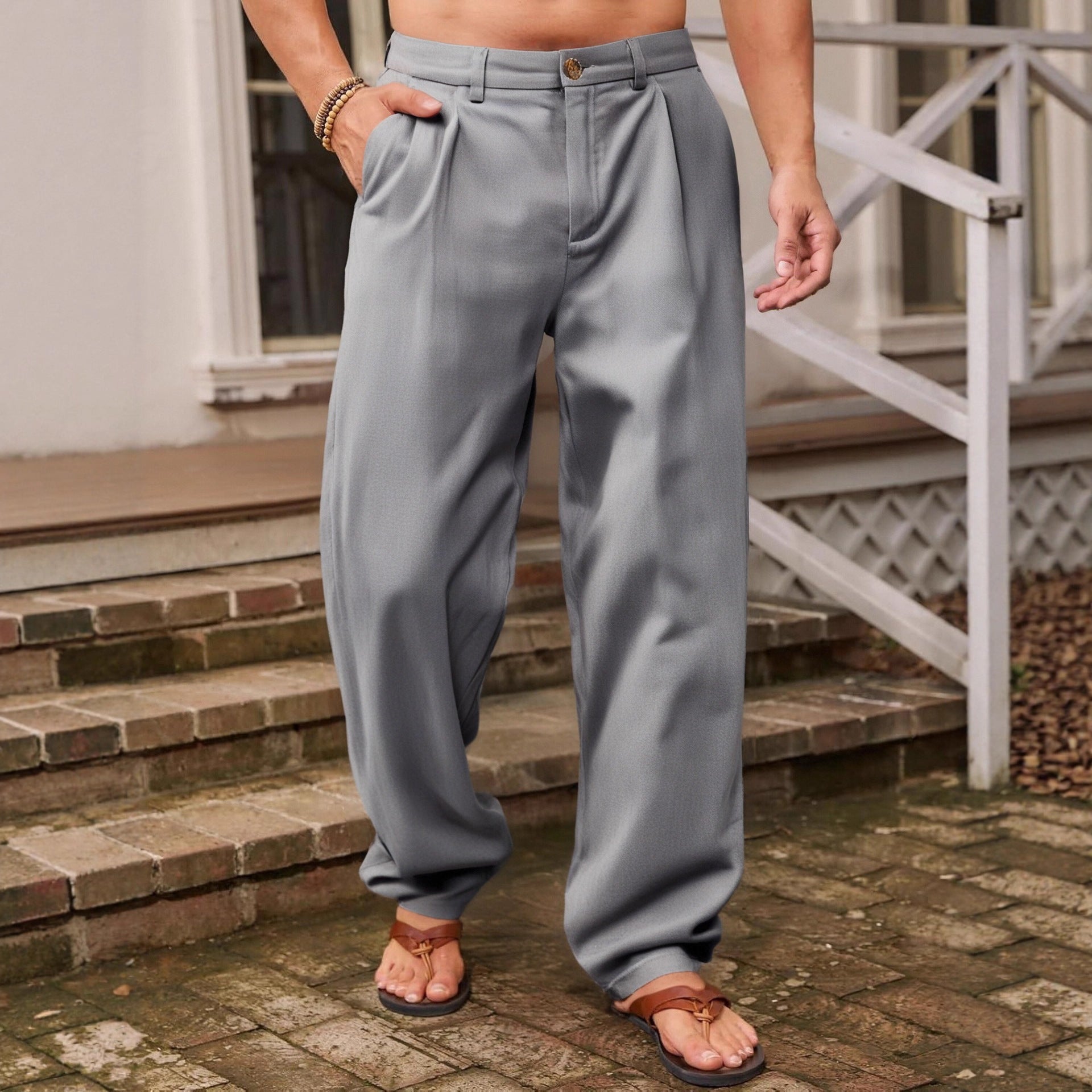 NICCOLÒ | PANTALONS EN LIN À JAMBES LARGES