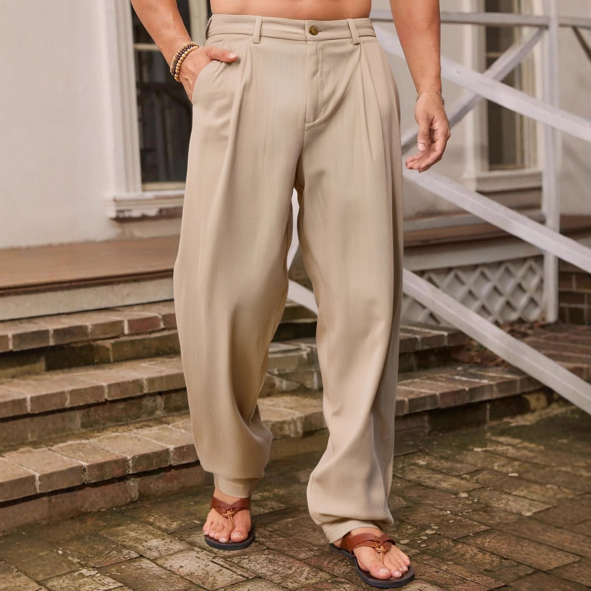 NICCOLÒ | PANTALONS EN LIN À JAMBES LARGES