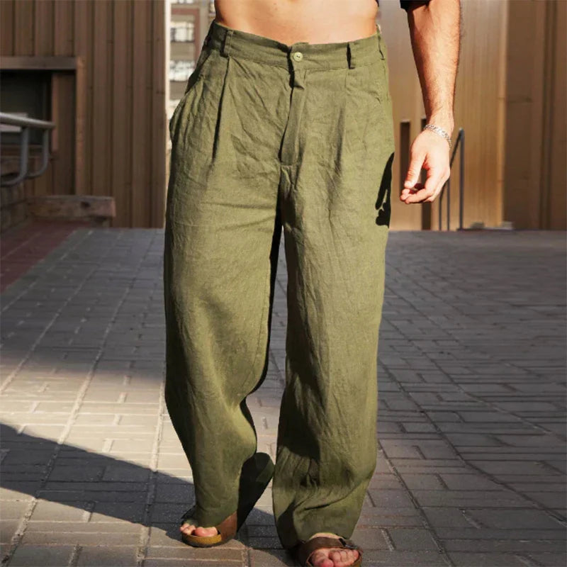 DARIO | PANTALONS EN LIN À JAMBES LARGES