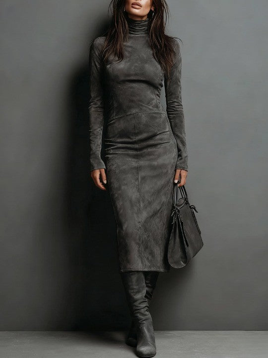 Lorena - Robe midi longue marron
