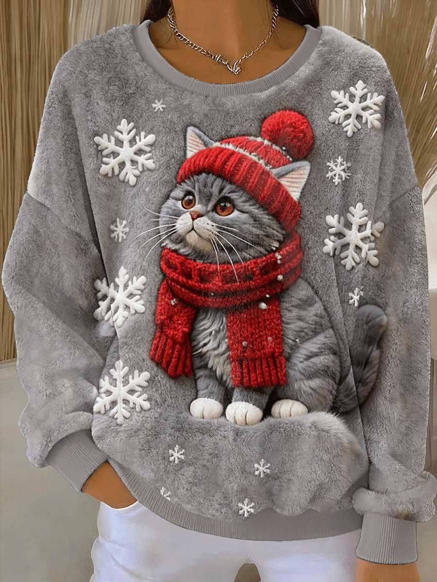 Isla - Sweat à capuche de Noël pour femmes en style chat