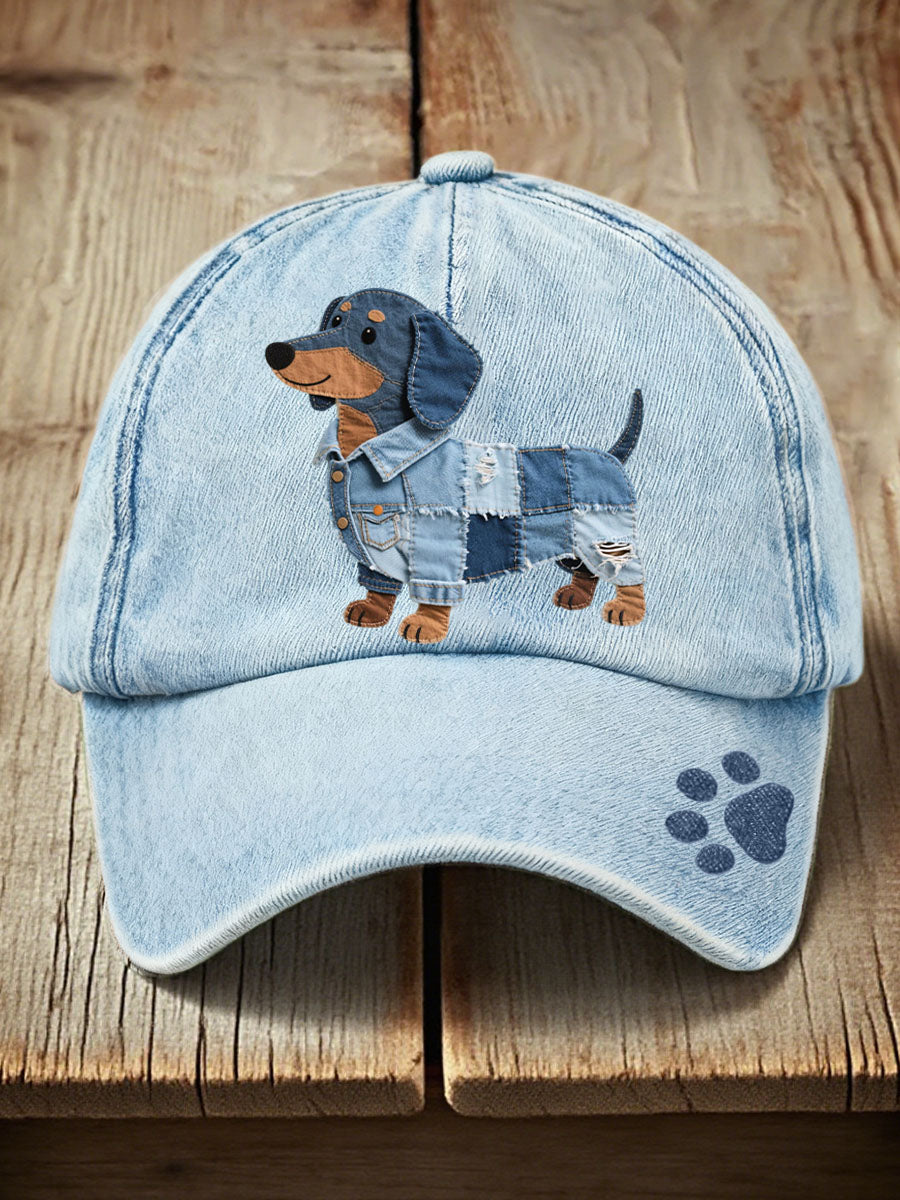 Bonita - Veste en jean patchwork unisexe pour animaux de compagnie avec teckel