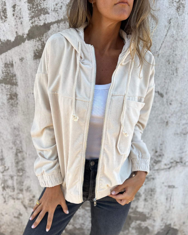 Danna - Veste en velours côtelé à capuche avec zip