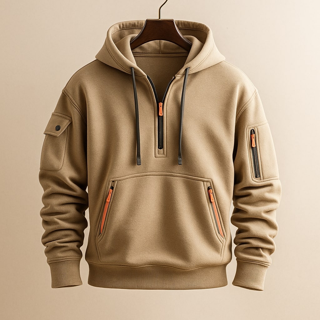 LOUIS & MARGOT | SWEAT À CAPUCHE EN MOLLETON À DEMI-ZIP POUR HOMME