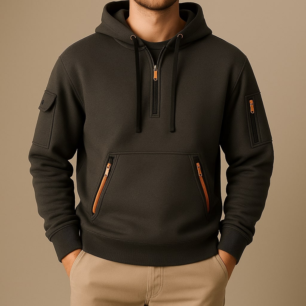 LOUIS & MARGOT | SWEAT À CAPUCHE EN MOLLETON À DEMI-ZIP POUR HOMME