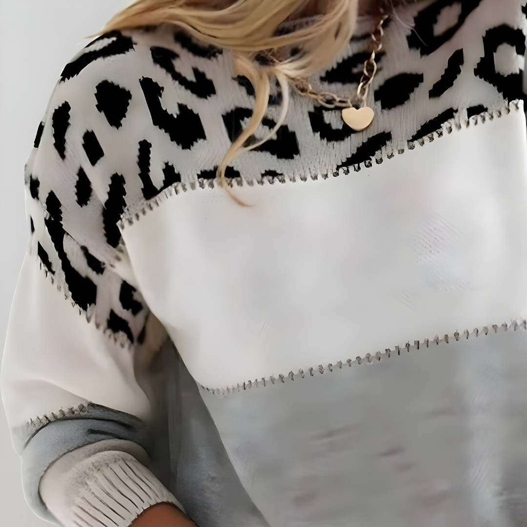 Emily™ | Pull en tricot à motif léopard