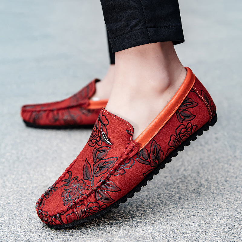 Loafers en cuir avec fleurs