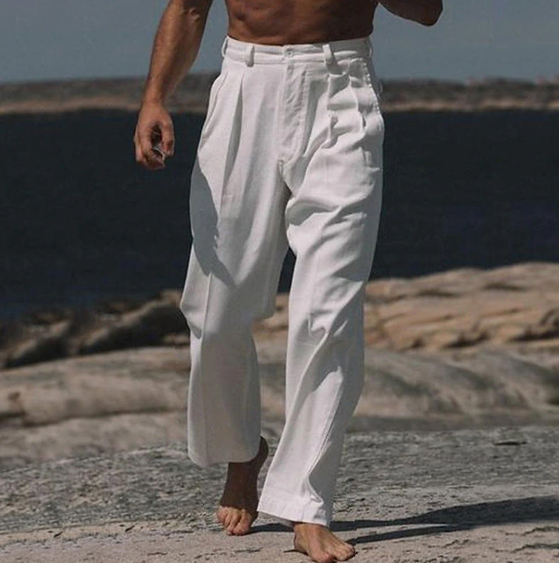 THÉO | PANTALONS EN LIN À JAMBES LARGES