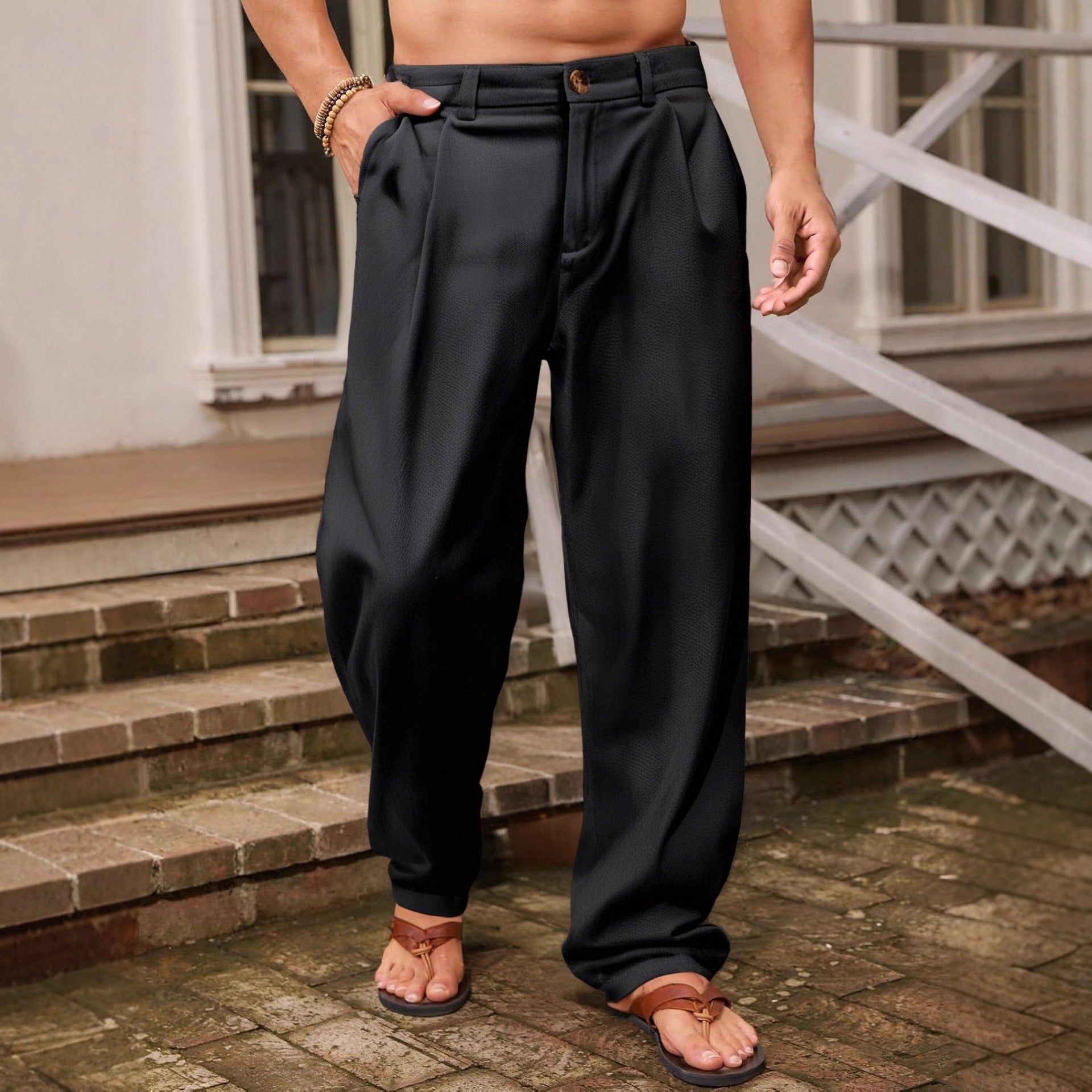 NICCOLÒ | PANTALONS EN LIN À JAMBES LARGES