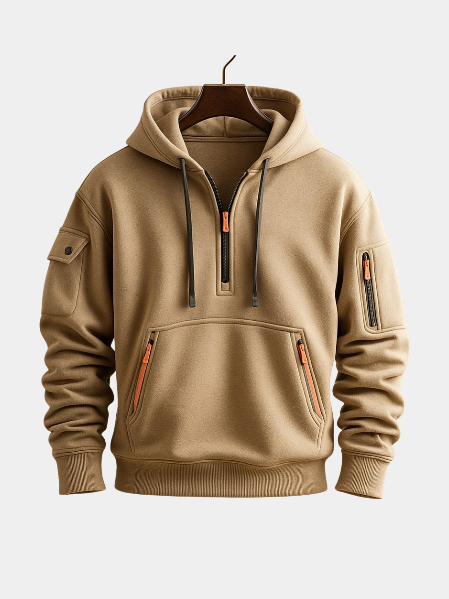 LOUIS & MARGOT | SWEAT À CAPUCHE EN MOLLETON À DEMI-ZIP POUR HOMME