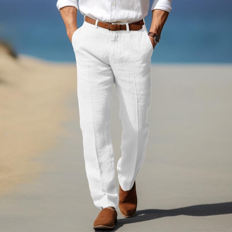 PANTALON HOMME LUXE EN LIN PREMIUM (AVEC PASSANTS POUR CEINTURE)