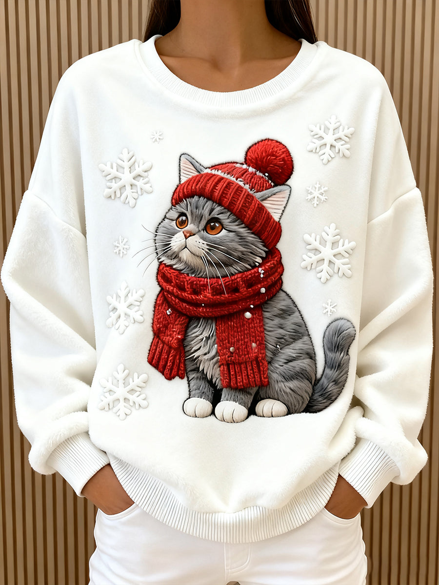 Isla - Sweat à capuche de Noël pour femmes en style chat